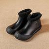 Fashion GKTINOO Genuine Leather Warm Plush Boots Round Toe Soft Soled Women's Short Boots Mother Shoes