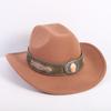 Popular European and American Fashion OL Style One-word Cowboy Hat Men's and Women's High-end Top Hat Jazz Hat Felt Hat