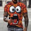 Retro and Quirky Series 3D Digital Printed Men's Casual and Fashionable Round Neck Short Sleeved T-shirt