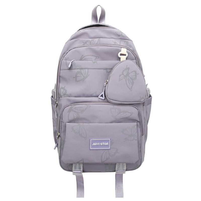 Butterfly Print Backpack Student Schoolbag Women's Large Capacity Travel Lightweight Backpack with Coin Purse