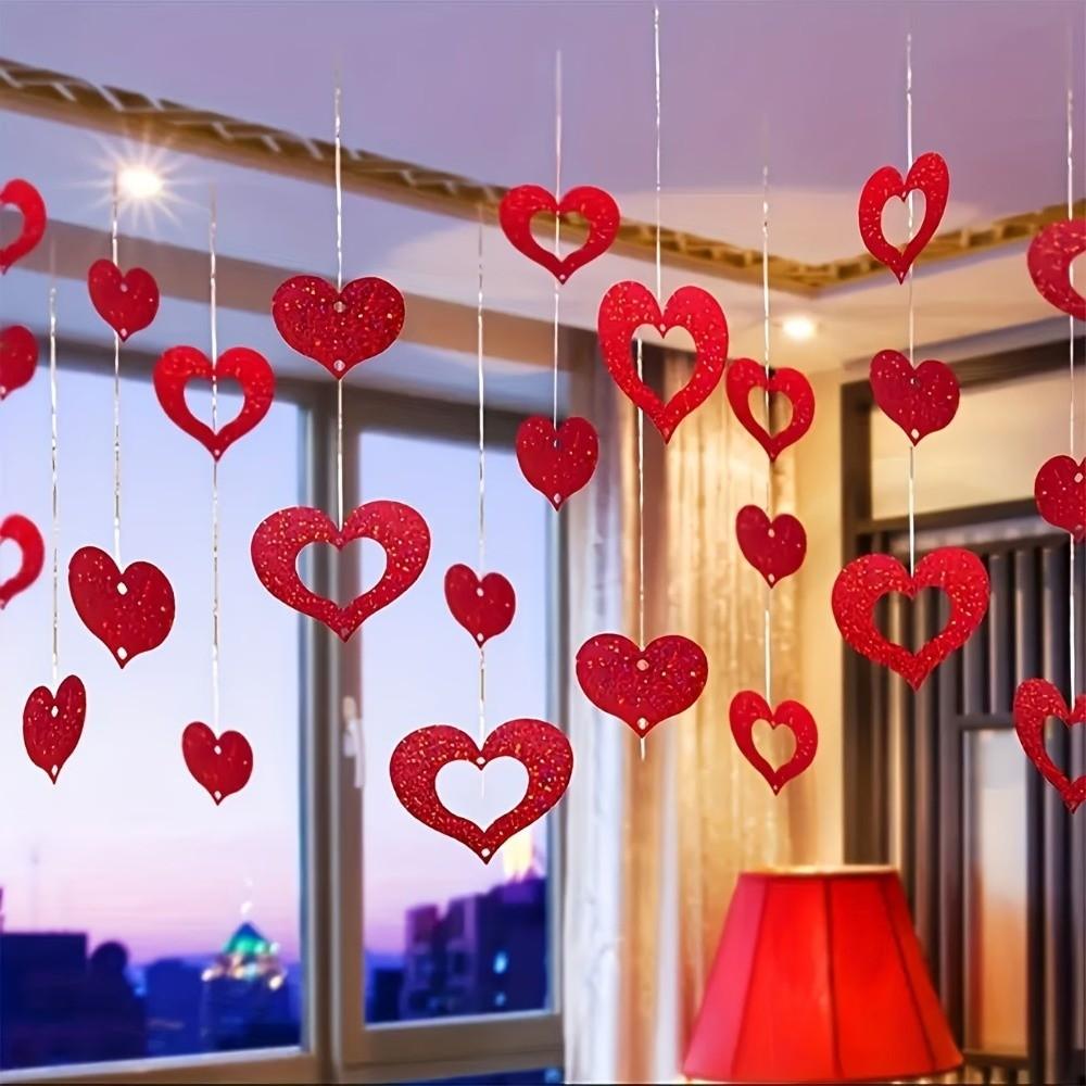 Laser Sequin Valentine's Day Love Pulling DIY Love Heart Hanging Curtain  Couple Anniversary