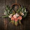 16 Inch Artificial Rattan Wreath with Flowers Lifelike Faux Hydrangea Wreath for Spring Summer Indoor Outdoor Home Wall Porch Farmhouse Decor
