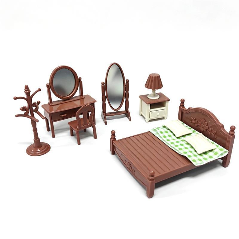 Doll House Miniature Furniture Kitchen Toy Dining Table Dollhouse Accessories Vintage Chinese Bedroom For Girl Gift