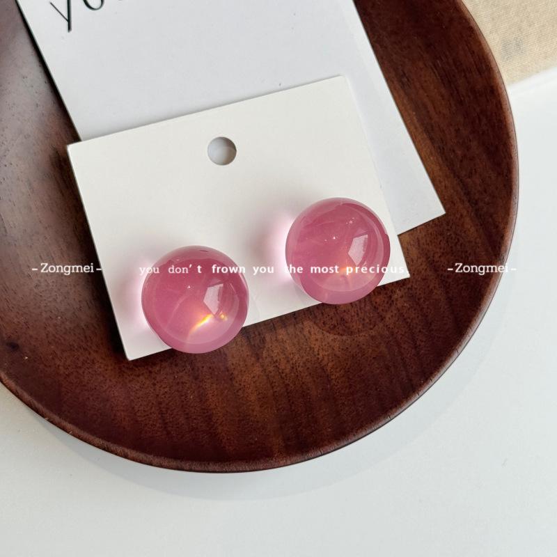 Autumn Colorful Brightening Round Bead Stud Earrings - Elegant Niche Design 2026