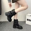 Maillard Trouser Boots 2025 New Retro Round Head Niche Design Medium Tube Boots Rivet Knight Boots