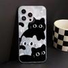 Black and white cat is suitable for iPhone17promax Apple 16IMD feather yarn new mobile phone case 14/13 large hole 15