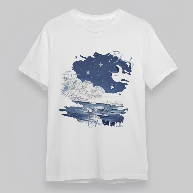 

Women s Plus Size Comfortable Classic T-Shirt Night Sky Water Ripple Graphic Tee 4XL