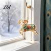 Reflective Light Holiday Pendant 2D Acrylic Goat Christmas Ornament, Cute Animal Sheep Hanging Decor for Tree, Party Decoration, New Year Gift