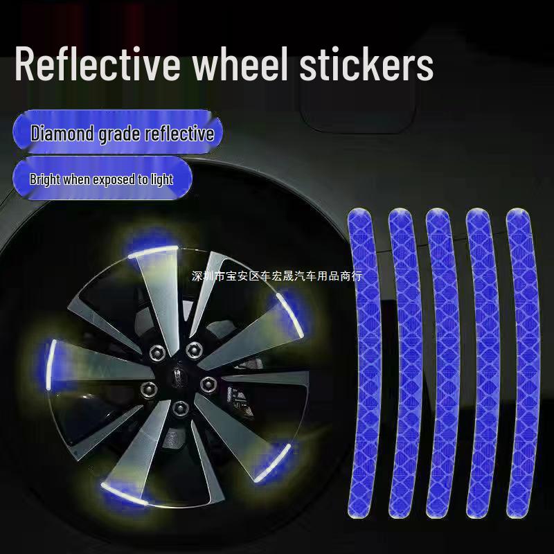 Adesivos Refletivos Anti-Arranhões para Cubo de Roda de Carro - Kit de Modificação de Pneus