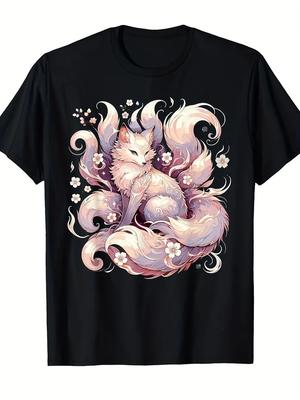 Kitsune Fuchsschwanz Kirschblüte T-Shirt