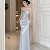 Lace Stitching Suspender Dress Dress Summer New French Temperament Satin Dress Women's Clothing