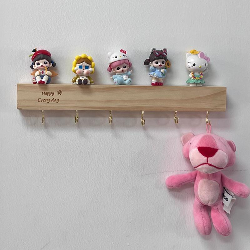 Suport pentru chei Montat pe perete la intrare Lemn masiv Fără găurire Perete de intrare Cârlig pentru chei Ușă Suport decorativ creativ