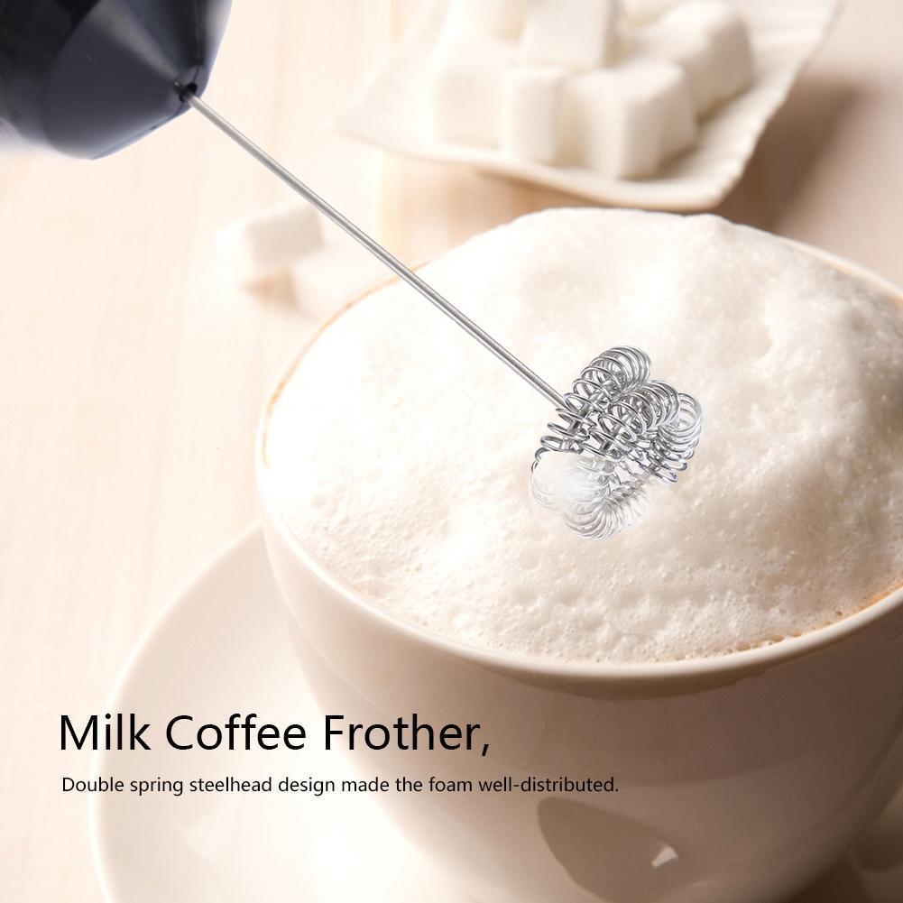 Handheld Egg Beater Handheld Stainless Steel Electric Milk Coffee Frother Black