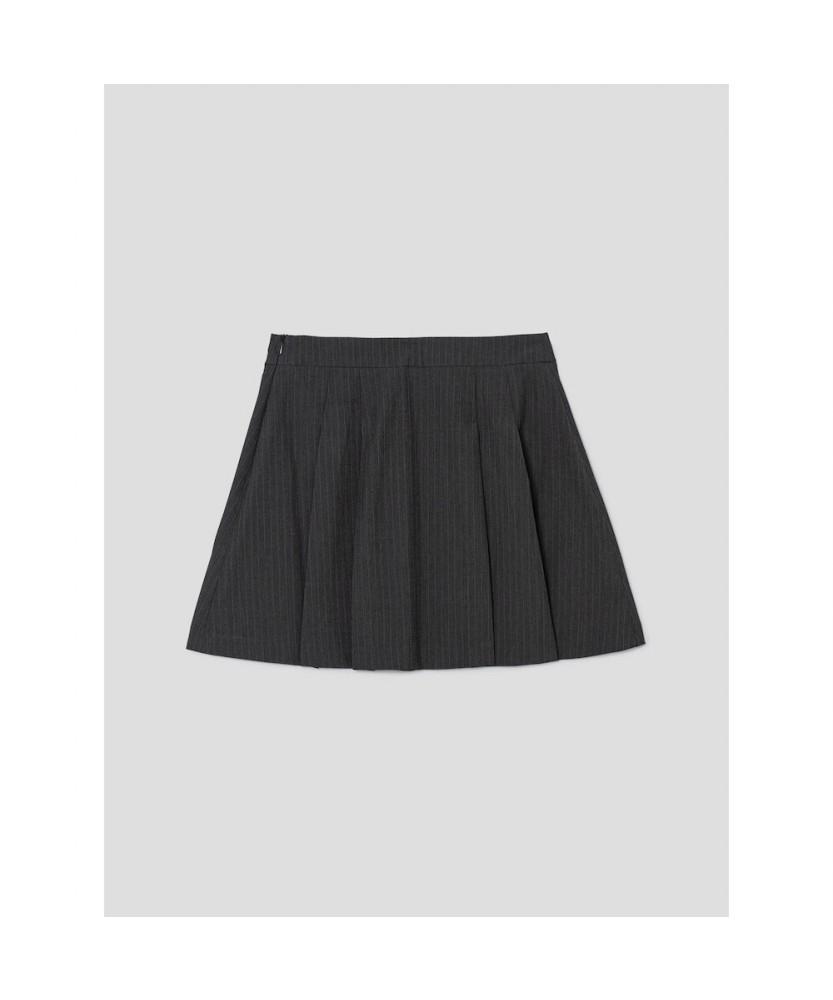 8SECONDS Striped Pleated Mini Skirt Ash