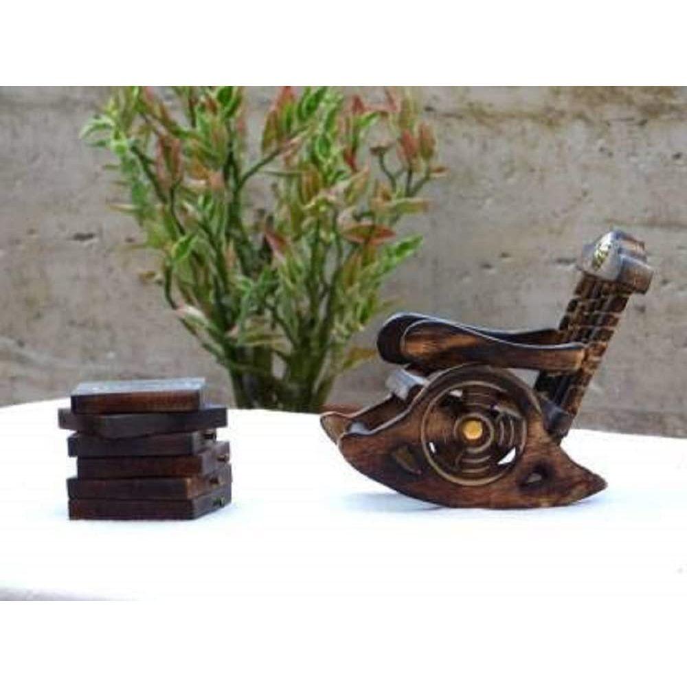 Wooden Antique Miniature Chair Shape Tea,Coffee,Drink hot/Cold Coaster Set with 6 Coaster for Kitchen/Dining Table/Office/Restaurant.