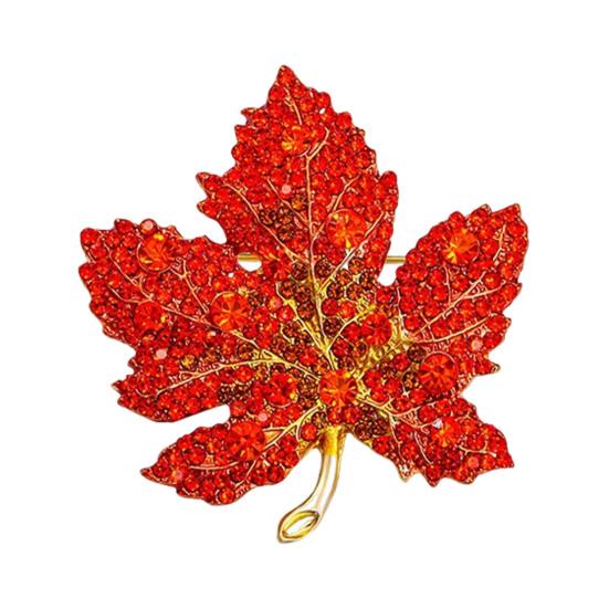 1/3Pcs Maple Leaf Brooch Colored Rhinestone Enamel Thanksgiving Brooch Festive Autumn Inspired Design Lapel Badge