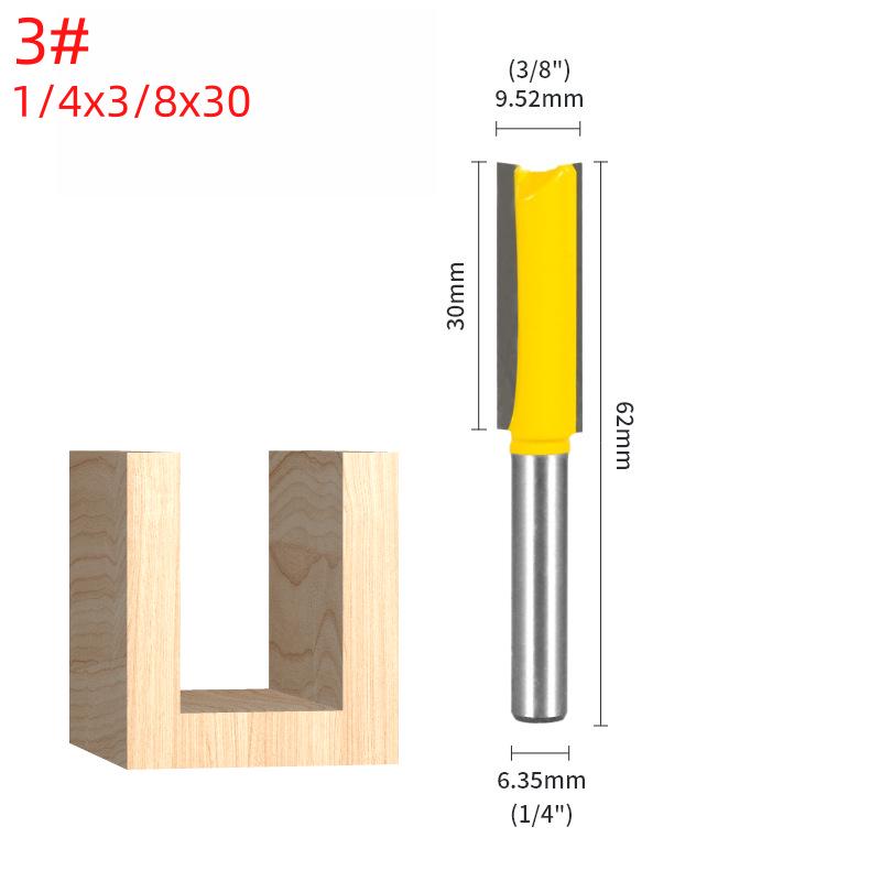 6-Piece Yellow Router Bit Set for Woodworking: Straight, Trimming, Grooving, and Engraving Bits