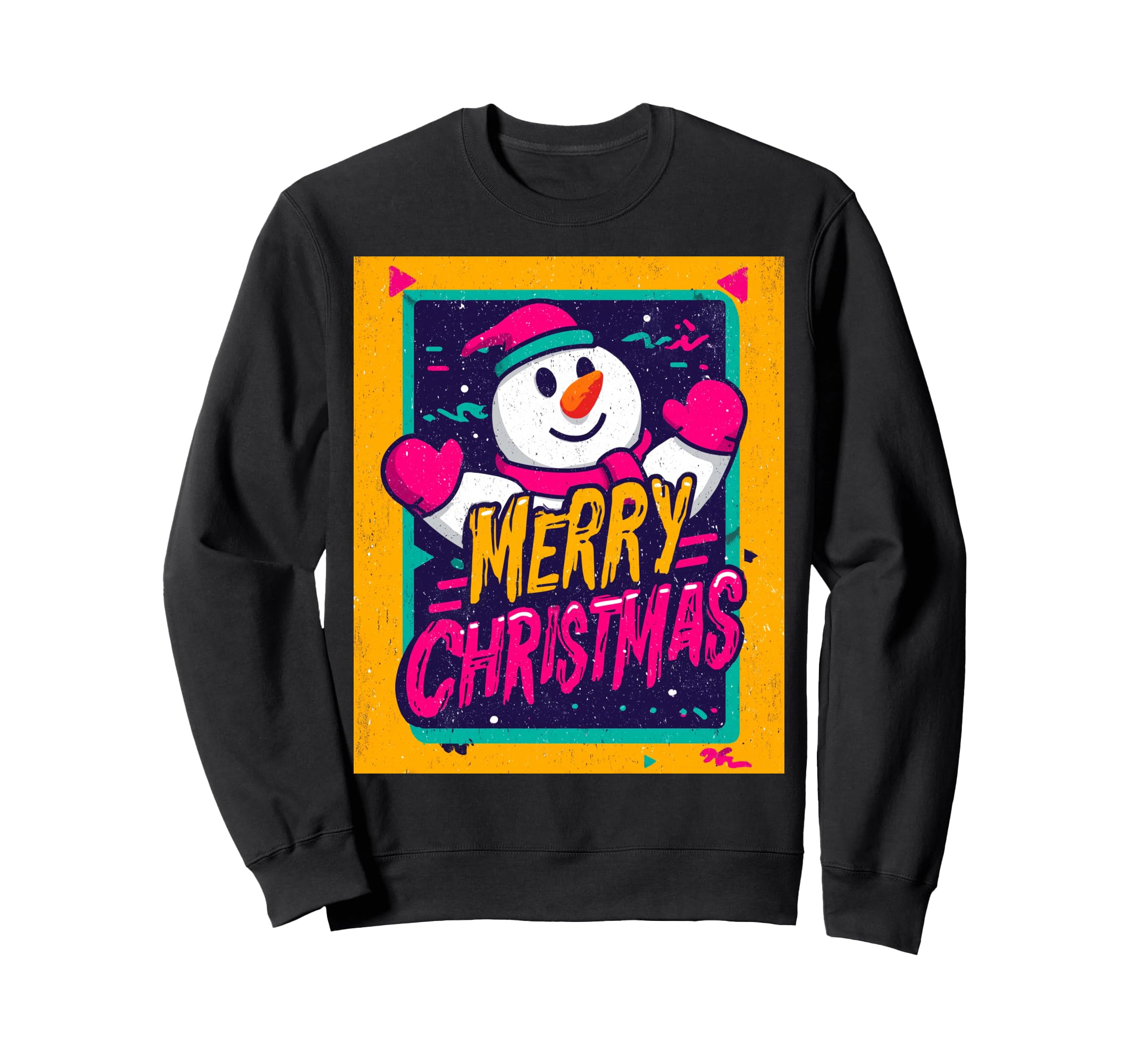 

Merry Christmas Snowman Vintage Retro 80s Christmas Sweatshirt чёрный