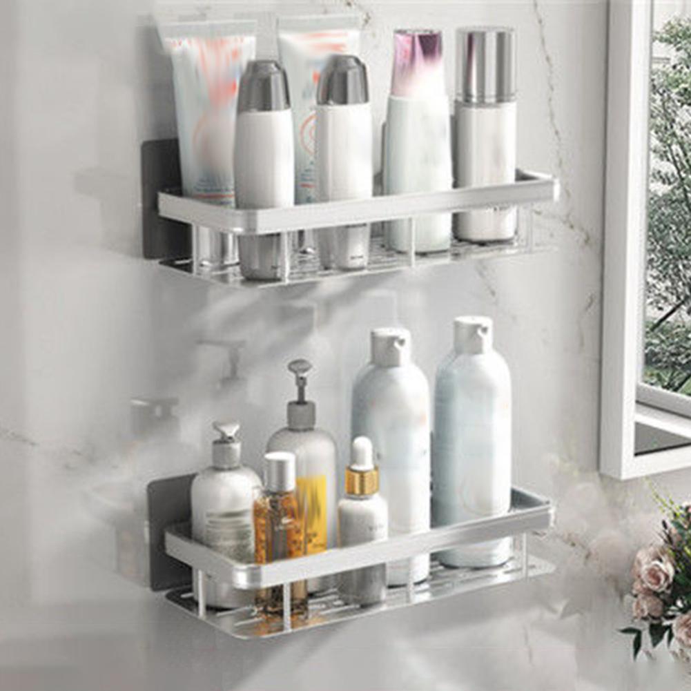 No-Punch Storage Rack,Wall-Mounted Multifunctional Toiletries Organiser for Bathroom,Aluminum Storage Racks for Kitchen Toilet