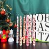 2pcs Tall Unscented Decorations Gift 10 Inch Taper Candle Seasonal Flameless Table Decors Christmas Printed