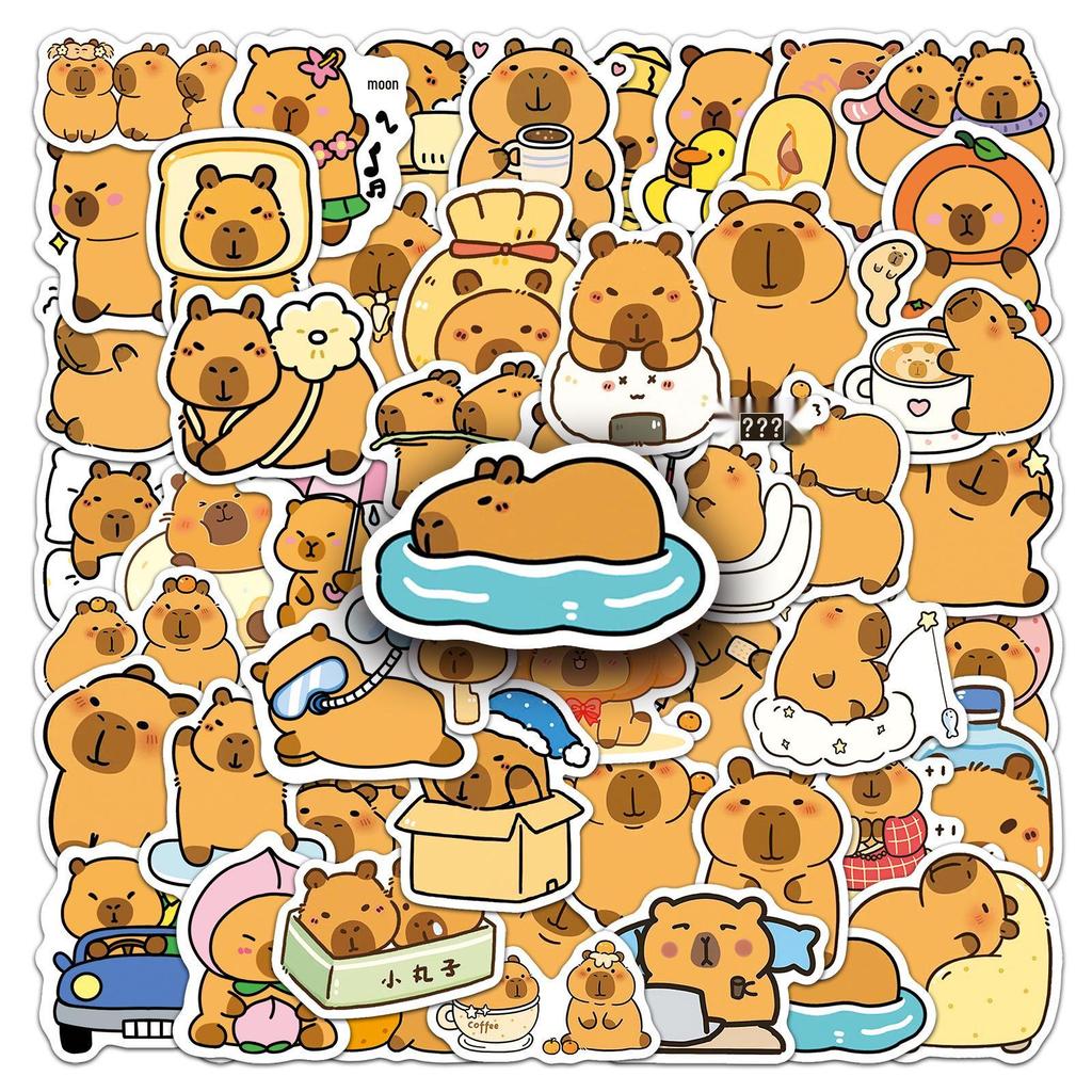 50pcs Capybara Cute Animal Stickers for DIY Decoration: Pet Cards, Journals, Phones, Thermos Cups