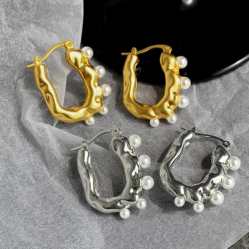 Vintage Gold Pearl Earrings Fashion Senior Sense Simple Design Women's Birthday Party Gift Ear Jewelry