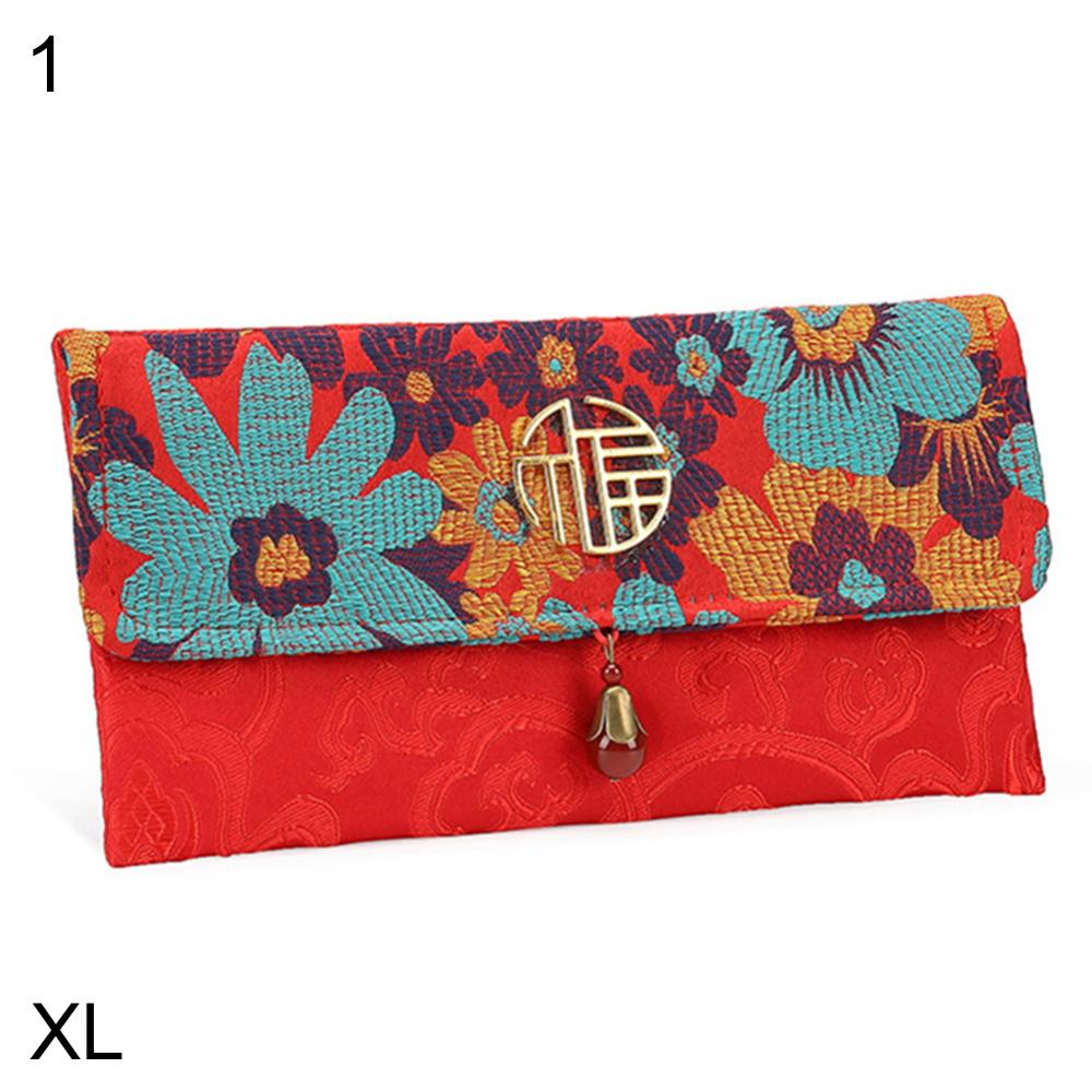 Chinese Style Lucky Money Bag Cloth Floral Red Envelope New Year Packet New Year's Money Pocket Money Spring Festival Supplies
