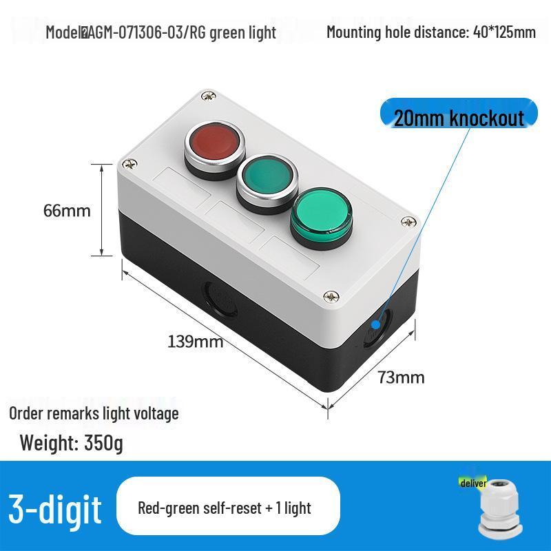 KEOLEA Waterproof Emergency Stop & Start Button, Industrial Self-Reset Push Control Box