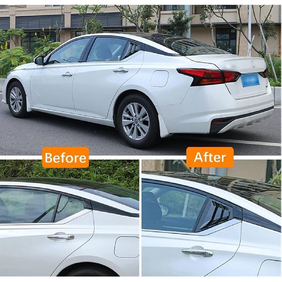 For Nissan Altima -2025 Rear Side Window Louvers,Racing Style Louvers Air Vent Scoop Shades Cover Blinds 1Pair (Glossy Black)