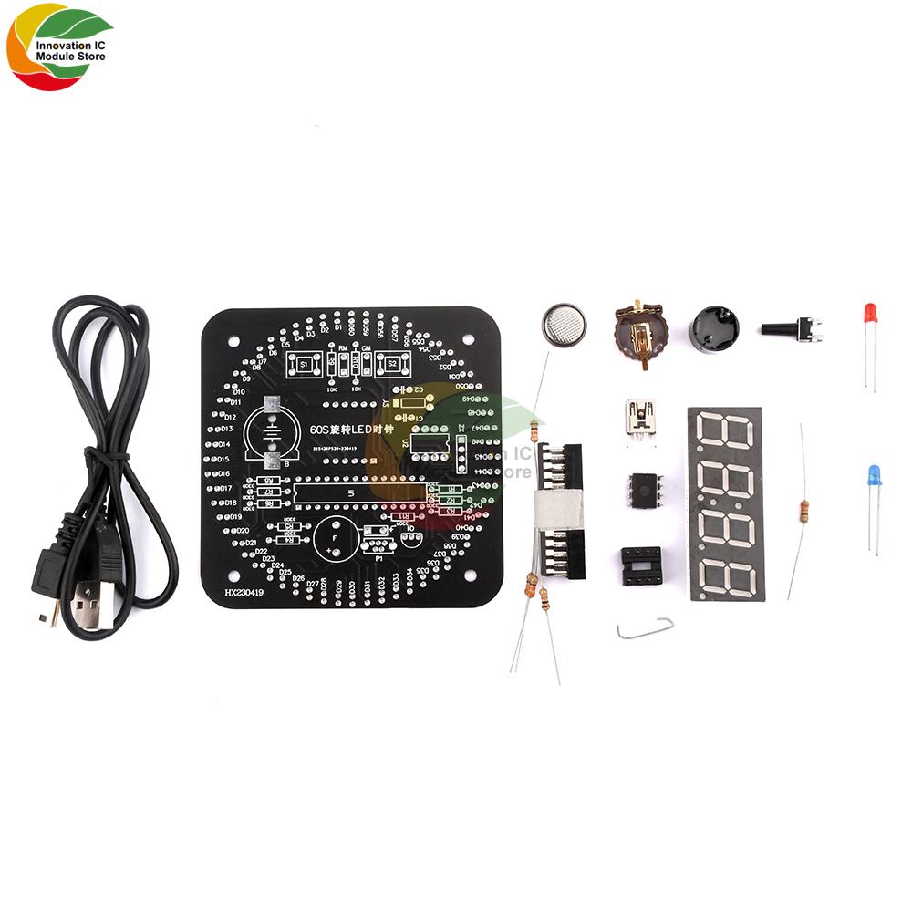 Digital DIY Electronic Clock Kit Light Control Rotation Digital LED Temperature & Time Display Tool Set for Soldering Practice