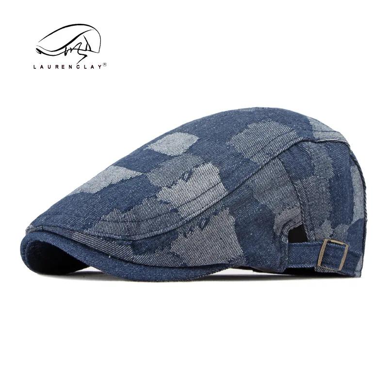 

Adjustable Cotton Beret Newsboy Hat Breathable Flat Cap for Men And Women Irish Cabbie Ivy Style Vintage Casual Driving Cap синій