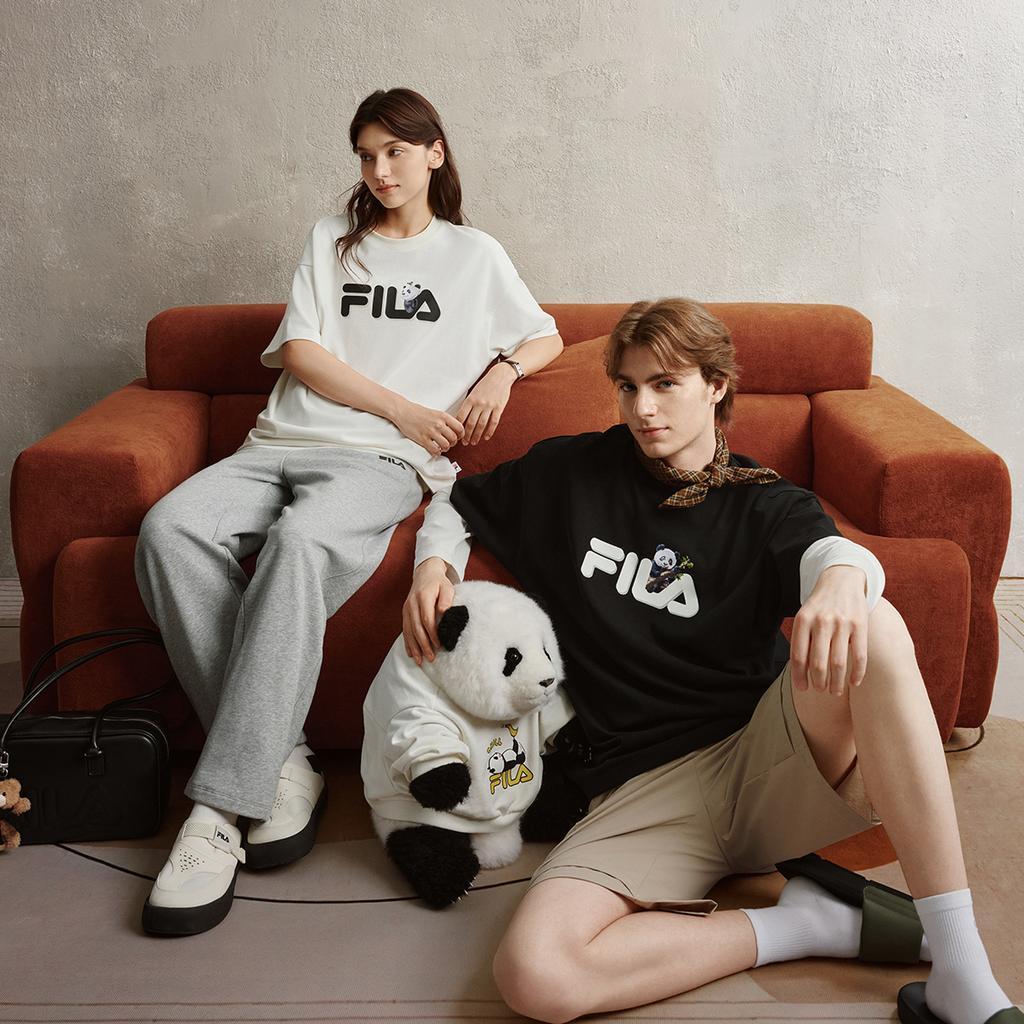Fila Heritage Panda T Fashion Simple Classic Retro Trendy Casual Versatile Comfortable Loose Knit Short Sleeve T-Shirt Unisex Tops F51U538103F-WT