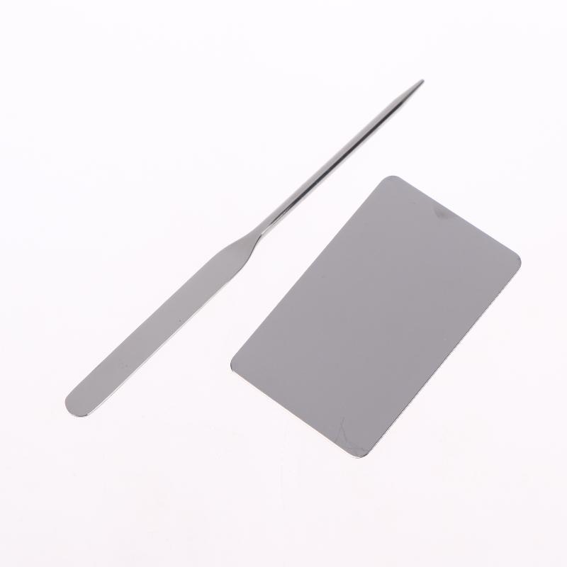 Premium Stainless Steel Makeup Palette 2Pcs Set with Rod Smooth Surface for Personal Daily Cosmetic Mixing
