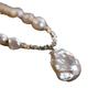 Vintage French Baroque Pearl Pendant Necklace - Minimalist Beaded Clavicle Chain for Women