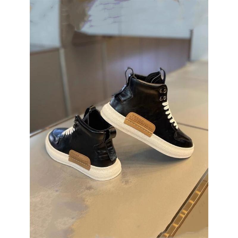 Comfortable and Simple To Create Fashionable Spring and Autumn Thick-bottomed Casual High-top Leather Panels XS