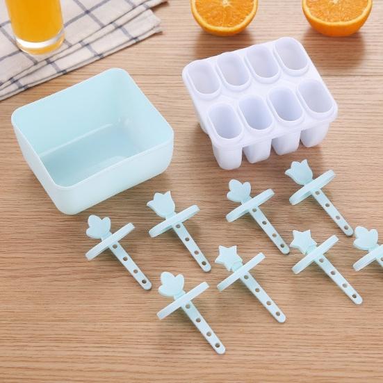 Home 6/8 Cavity Round Rectangle Freezing Pop Mold Summer DIY Ice Cream Maker Box