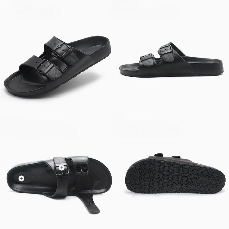 Couple Style Slippers With Adjustable Double Button Men Slippers Outdoor Comfortable Beach Sandals Fashion Men Flats 36-47 Size