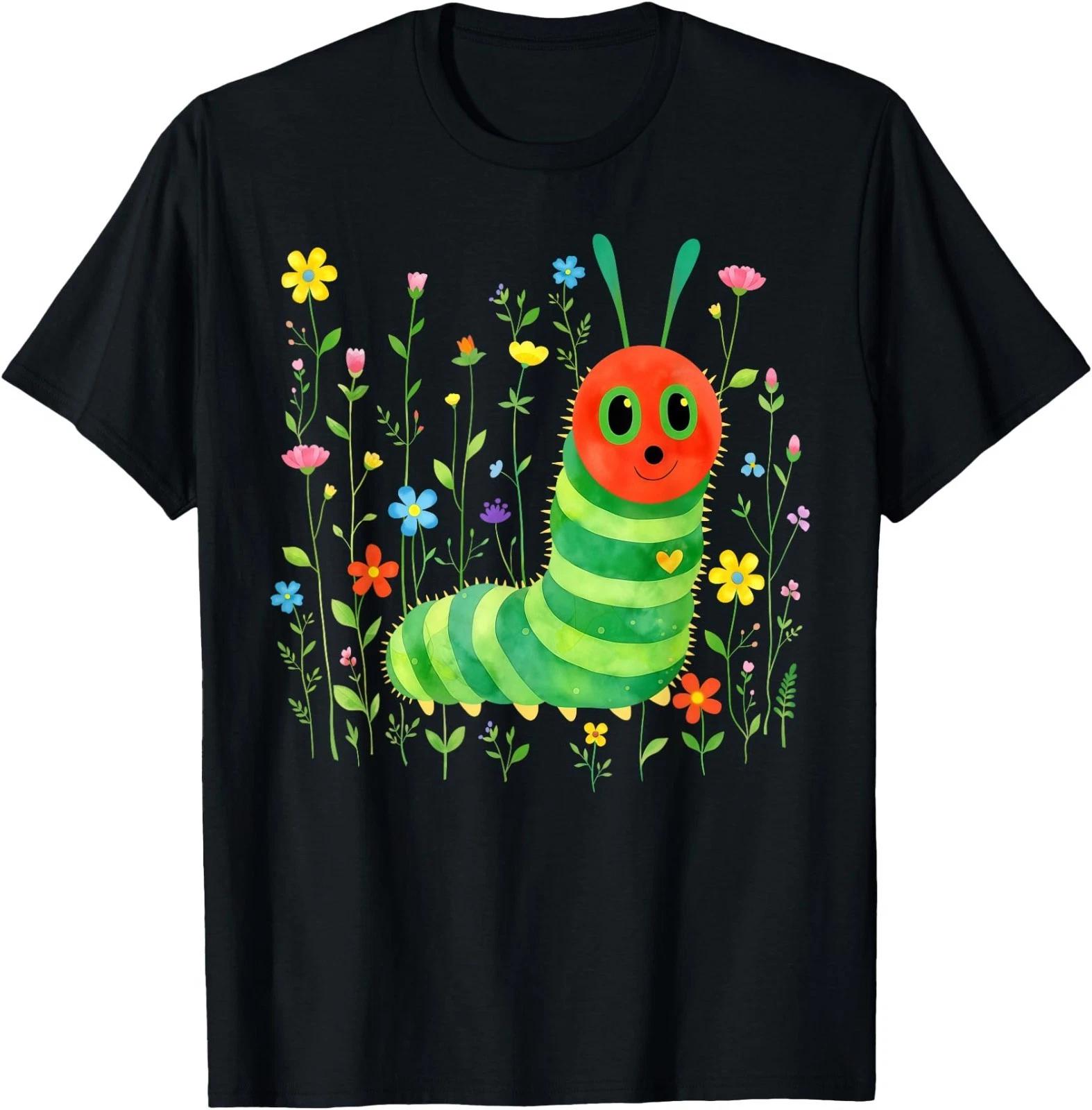 Wildflower Flower Floral Cute Caterpillar T-Shirt 2XL