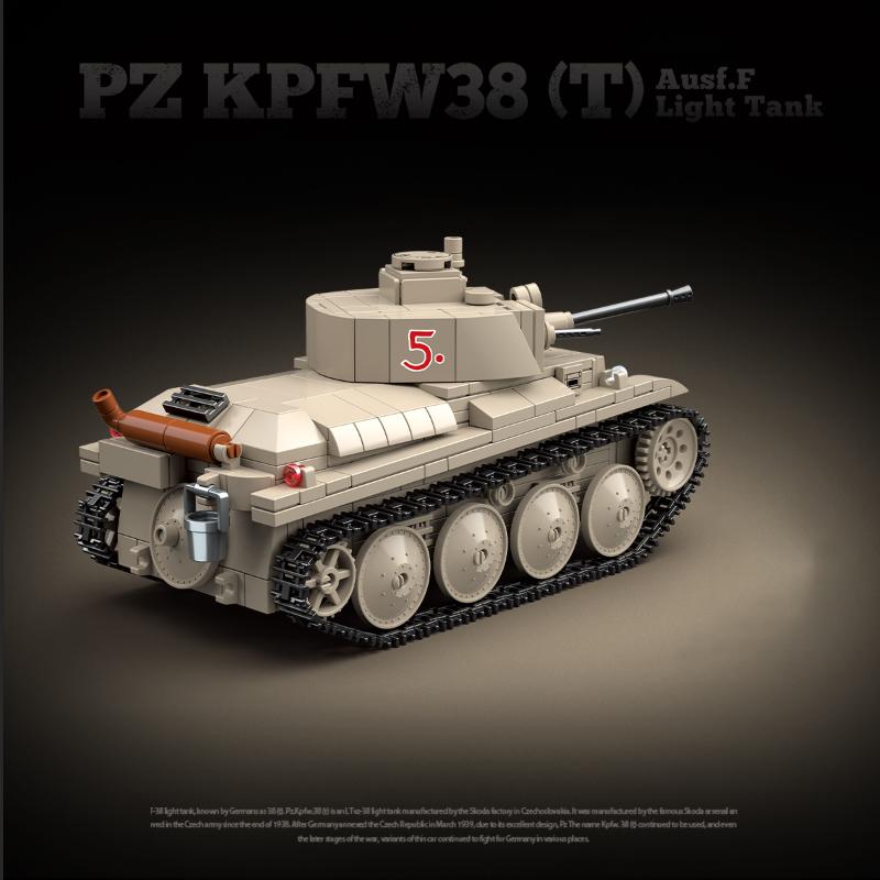 PZ KPFW38 (T) Ausf.F Light Tank The 38T F-type light tank structure Tanks Model Assembly Toy Set Brick Toy Building Block Brick