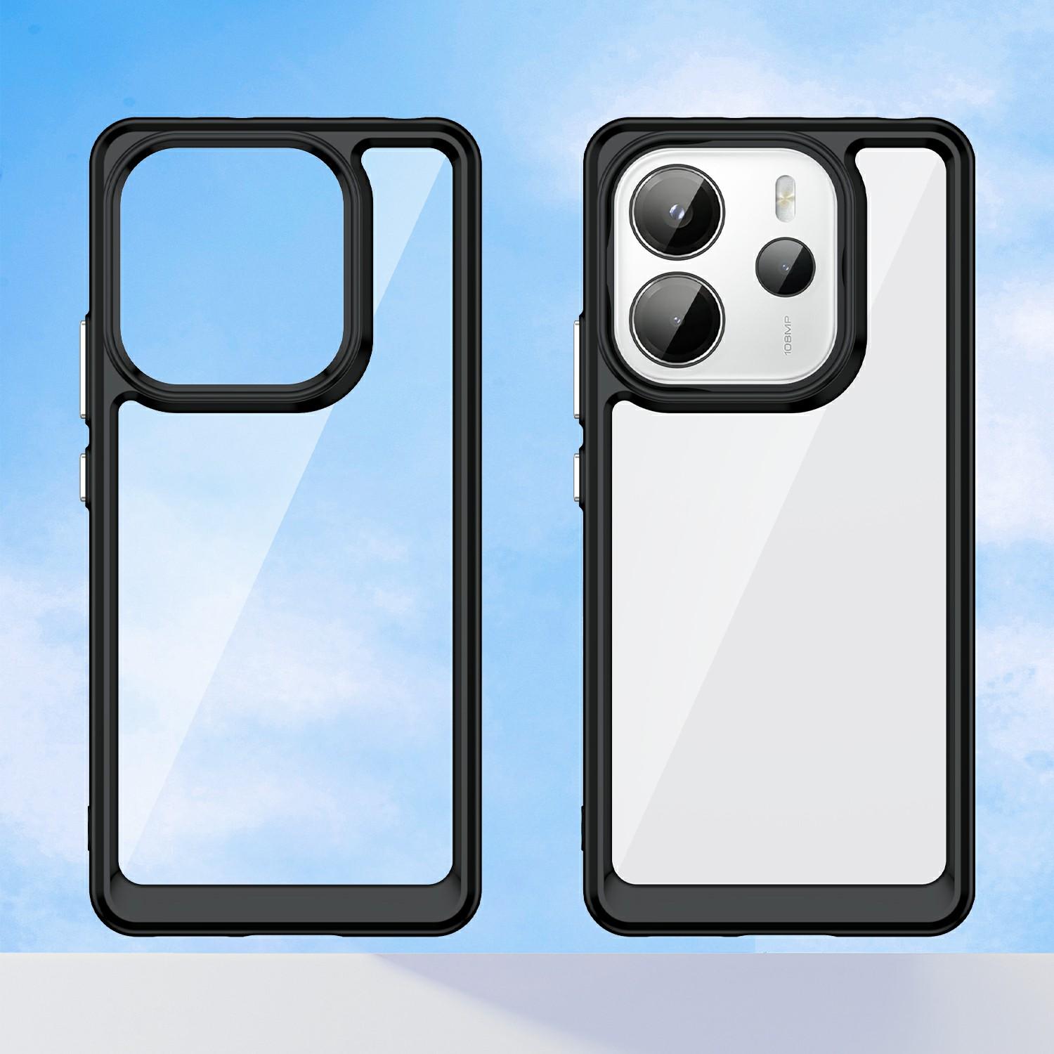

For Xiaomi Redmi Note 14 4G (163.25x76.55x8.16mm) Case TPU+Acrylic Protective Clear Phone Cover Black