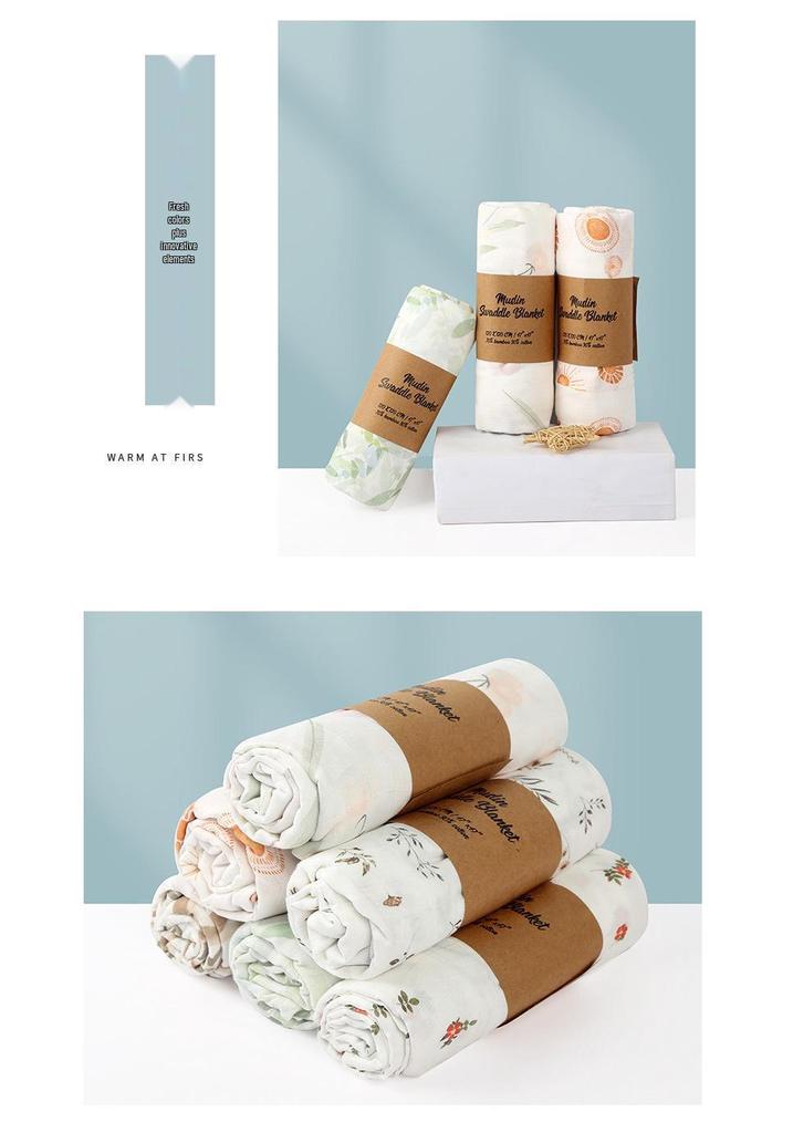 Newborn Double-Layer Bamboo Cotton Muslin Swaddle & Breathable Bath Towel