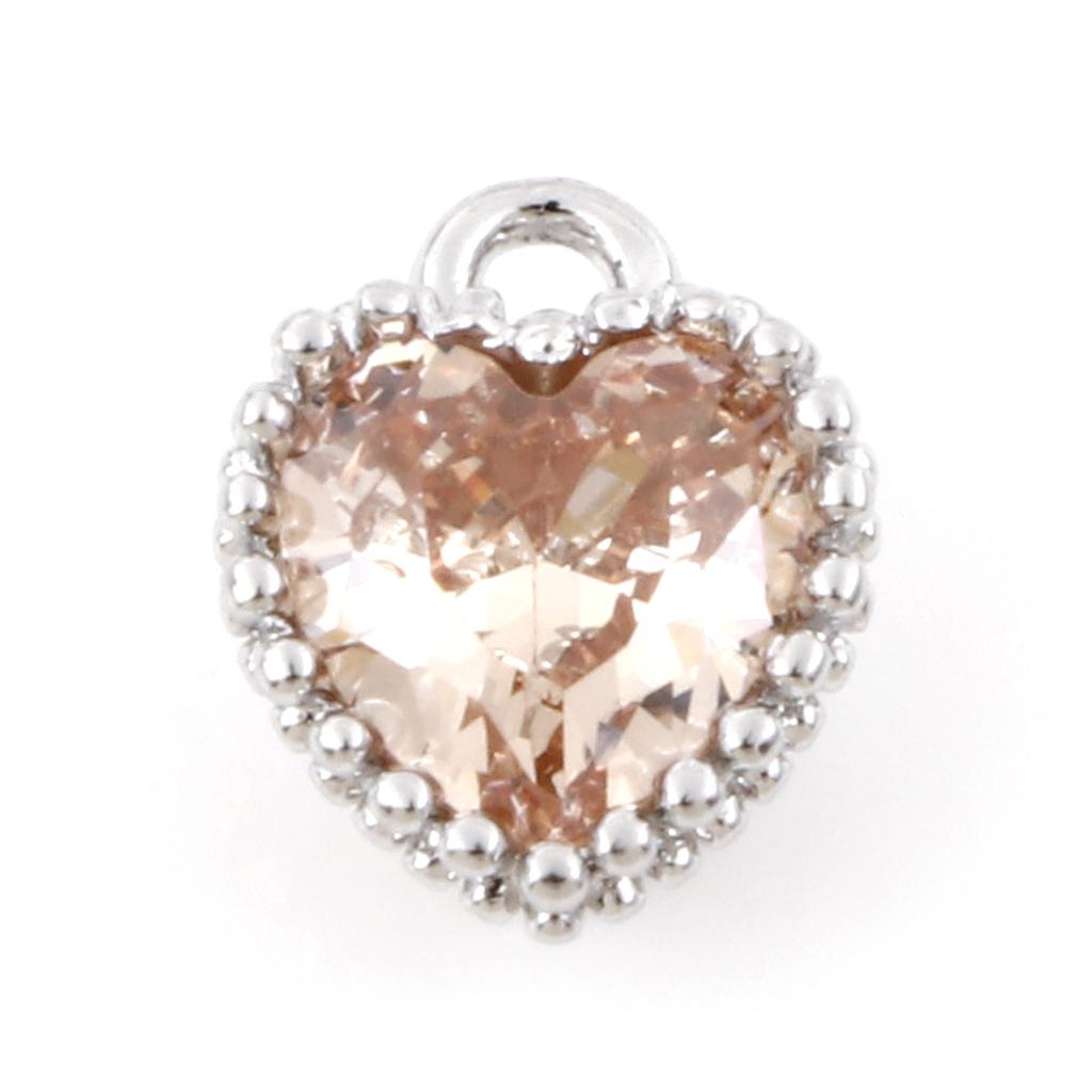 2PCs Birthstone Charms Heart Rhinestone Pendants For Necklace Bracelet Jewelry Making Diy Findings 8x6.5mm