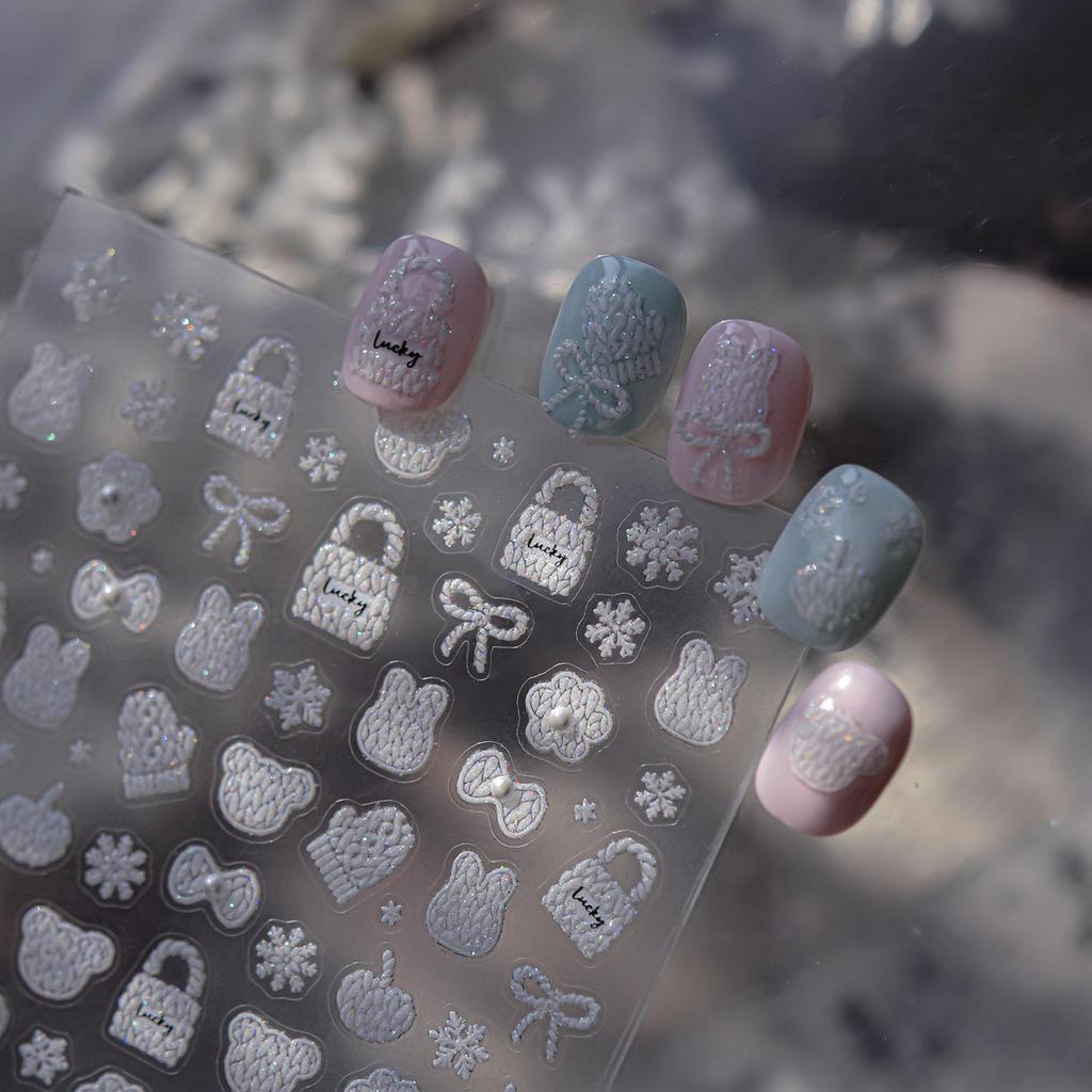 Tomoni Crystal Diamond Nail Stickers - Winter Solid Color Nail Art & Sweater Accessories