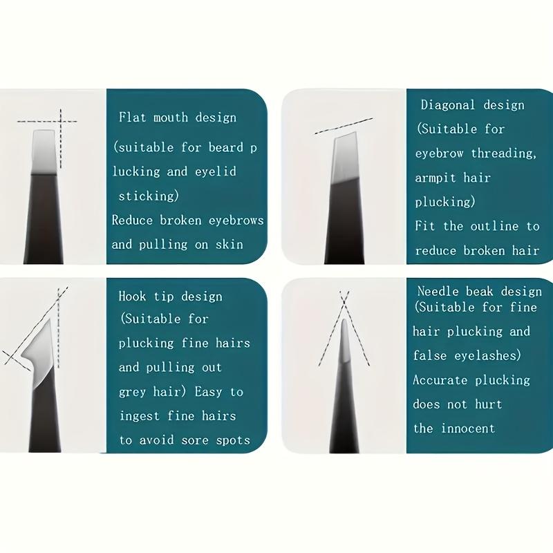 4pcs Professional Tweezers - Perfect For Eyebrow Hair Removal, Beard Pulling And Inward Growing Hair, Suitable For all
