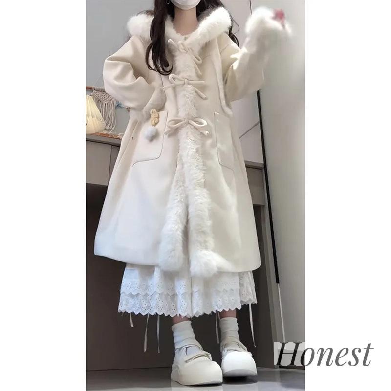 Women s Long Hooded Wool Coat - New Arrival 2025 Fur Patchwork, Petite Winter Style Large