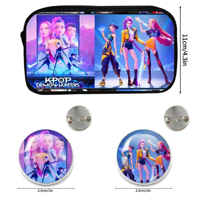 Dämonenjäger Federmäppchen Aufbewahrungstasche Cartoon Kpop D-Demon H Mädchen Federmäppchen Stifttaschen für Schüler Schreibtischzubehör