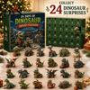 Christmas Holiday Gift Box Dinosaur Advent Calendar, 24Pcs Acrylic Ornament Set with Cute Ornaments Collection Dino Figures, Countdown Box,
