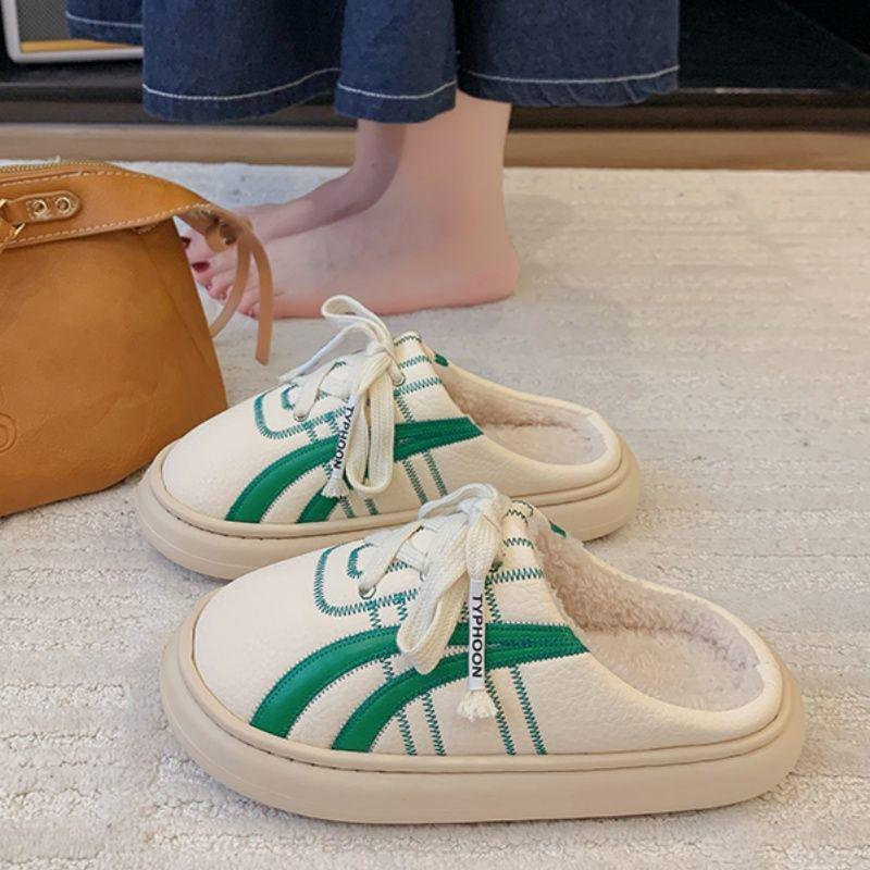 

Women s Retro Lace-Up Waterproof Cotton Slippers - Versatile, Non-Slip, and Warm for Autumn and Winter. Suitable for Indoor and Outdoor Wear. 36/37 [Fits 35/36]