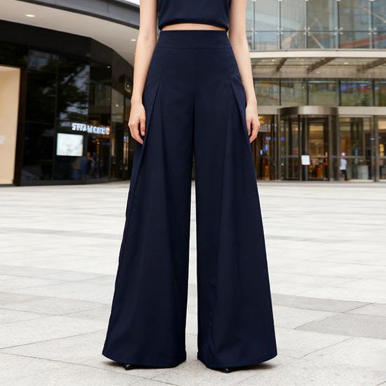 Pantaloni da Donna Elastici Vita Alta Gamba Larga Casual Tinta Unita per Pendolari Ufficio Pantaloni da Lavoro