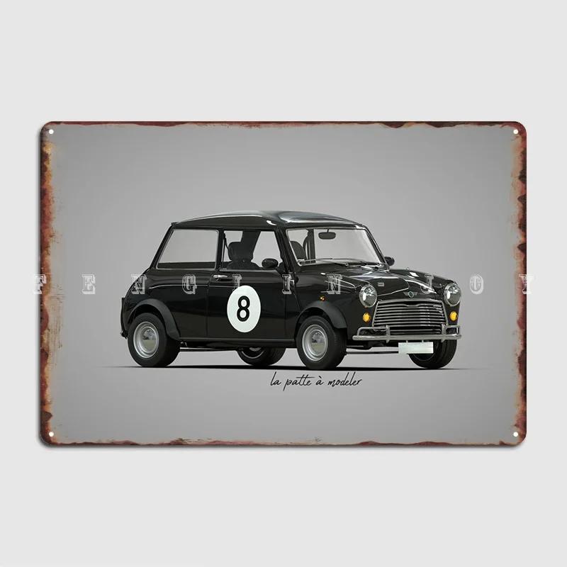 Austin Mini Rallye Seven N8 Der klassische britische Nutzwagen mit Union Jack Unterseite Metall-Garagen-Club-Bar Retro-Blechschild Poster